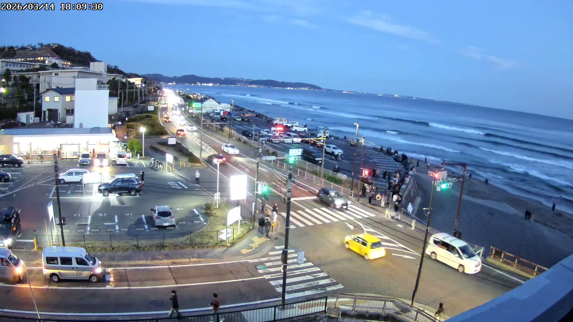 Kanagawa, Kamakura, Shichirigahama Beach Southeast  View ( 神奈川県鎌倉市七里ヶ浜海岸東南景 ) Live Cam -1 Chome, Shichirigahama, Kamakura, Kanagawa, Kanto, Honshu, Japan 