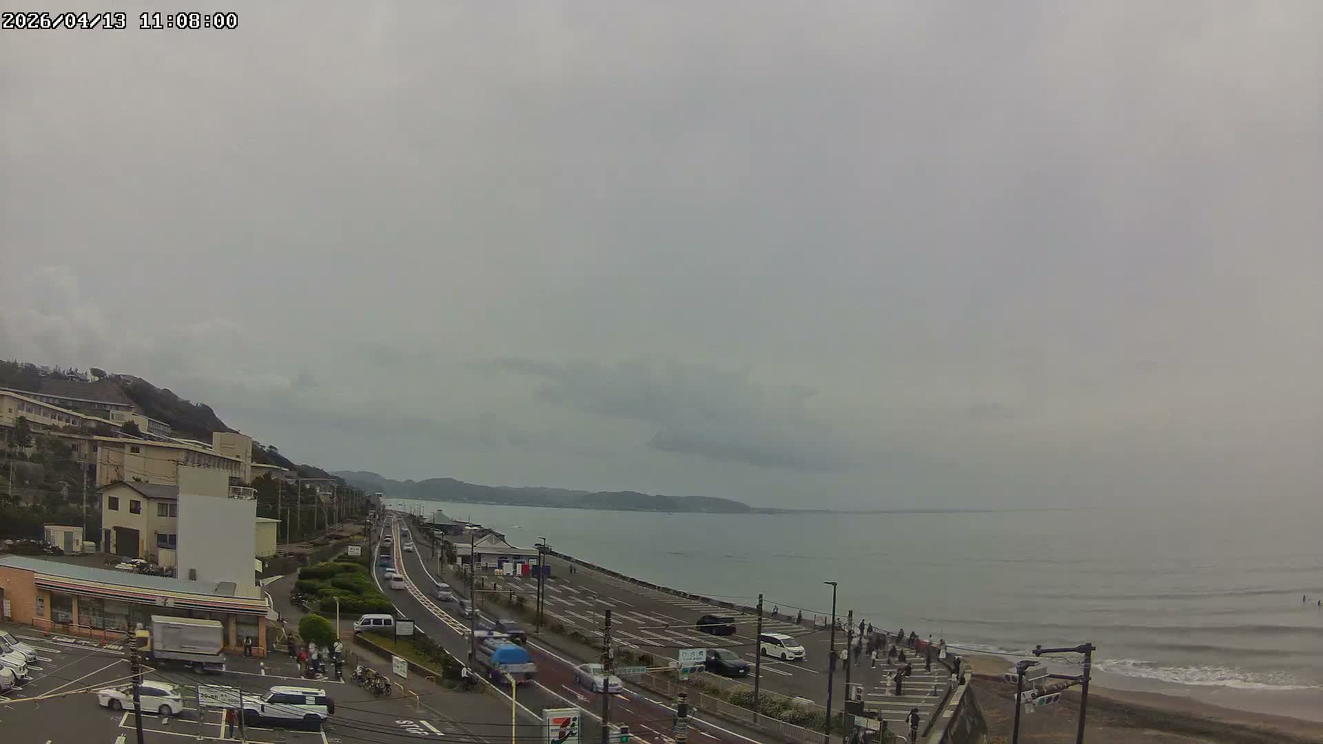 Kanagawa, Kamakura, Shichirigahama Beach Southeast  View ( 神奈川県鎌倉市七里ヶ浜海岸東南景 ) Live Cam -1 Chome, Shichirigahama, Kamakura, Kanagawa, Kanto, Honshu, Japan 