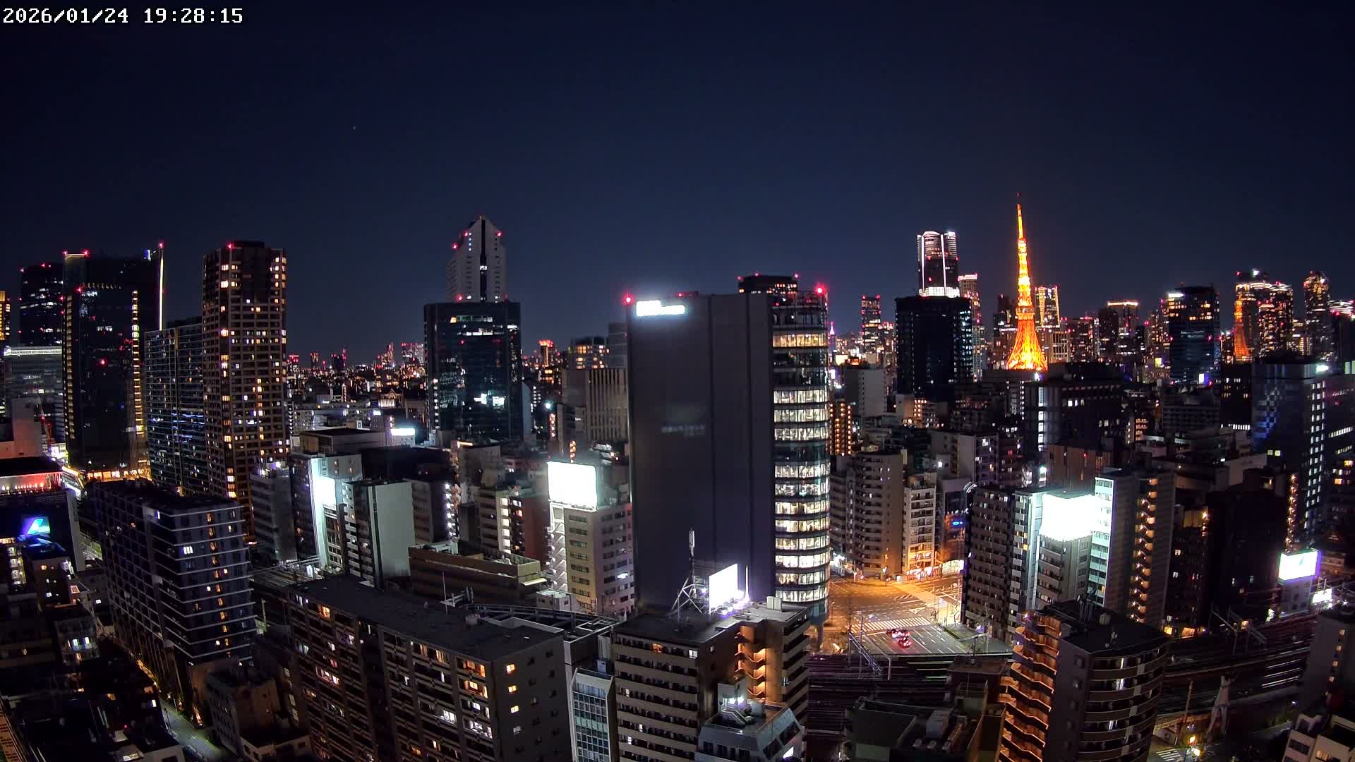 Tokyo, Minato Downtown & Skycrapers View from Shibaura ( 東京、港区、高層ビル群、芝浦からの眺め ) Live Cam - 1 Chome, Shibaura, Minato-ku, Tokyo, Kanto, Honshu, Japan