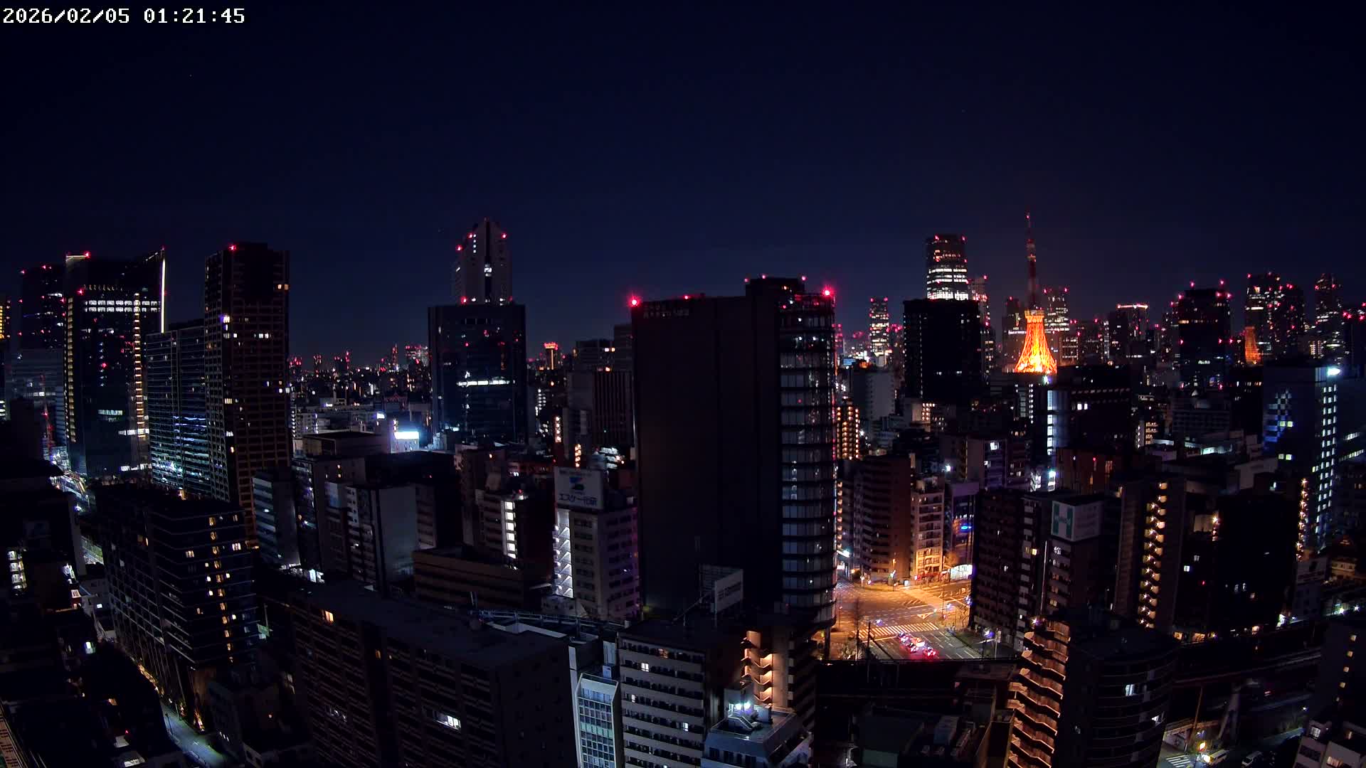 Tokyo, Minato Downtown & Skycrapers View from Shibaura ( 東京、港区、高層ビル群、芝浦からの眺め ) Live Cam - 1 Chome, Shibaura, Minato-ku, Tokyo, Kanto, Honshu, Japan