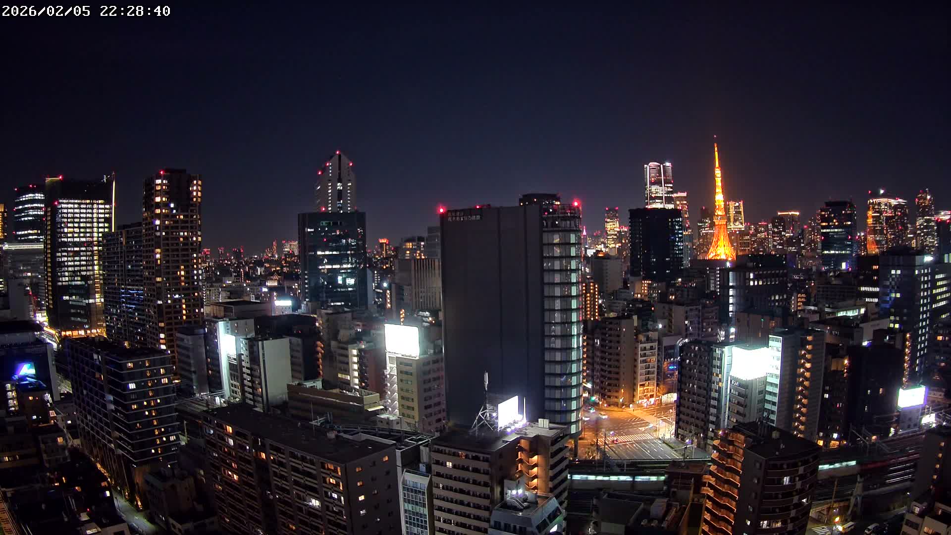 Tokyo, Minato Downtown & Skycrapers View from Shibaura ( 東京、港区、高層ビル群、芝浦からの眺め ) Live Cam - 1 Chome, Shibaura, Minato-ku, Tokyo, Kanto, Honshu, Japan