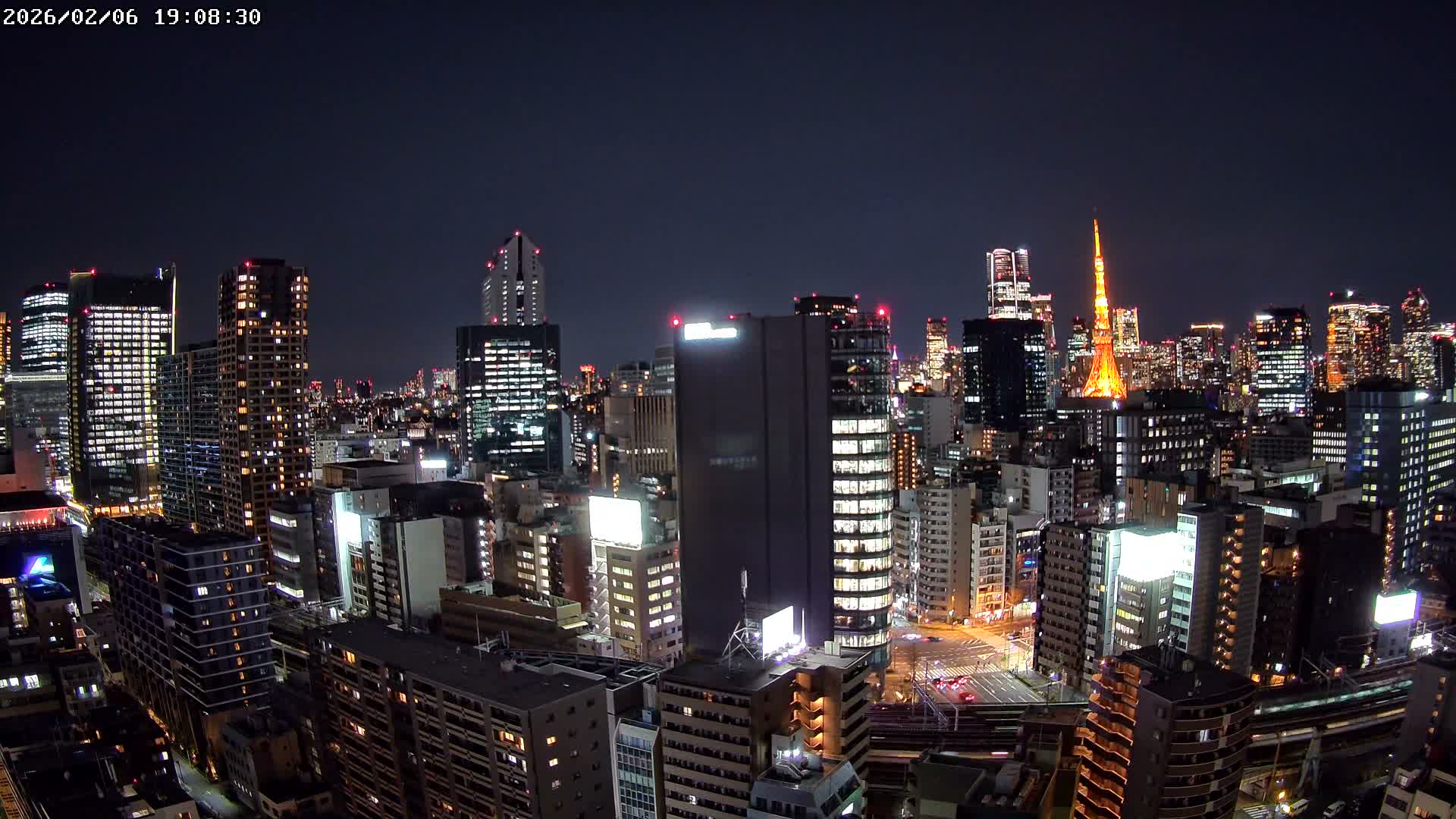 Tokyo, Minato Downtown & Skycrapers View from Shibaura ( 東京、港区、高層ビル群、芝浦からの眺め ) Live Cam - 1 Chome, Shibaura, Minato-ku, Tokyo, Kanto, Honshu, Japan