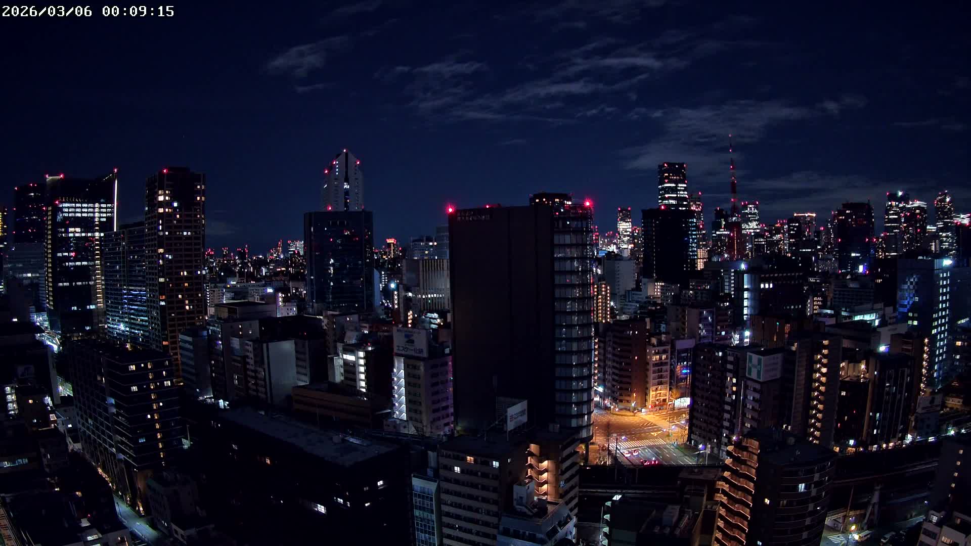 Tokyo, Minato Downtown & Skycrapers View from Shibaura ( 東京、港区、高層ビル群、芝浦からの眺め ) Live Cam - 1 Chome, Shibaura, Minato-ku, Tokyo, Kanto, Honshu, Japan