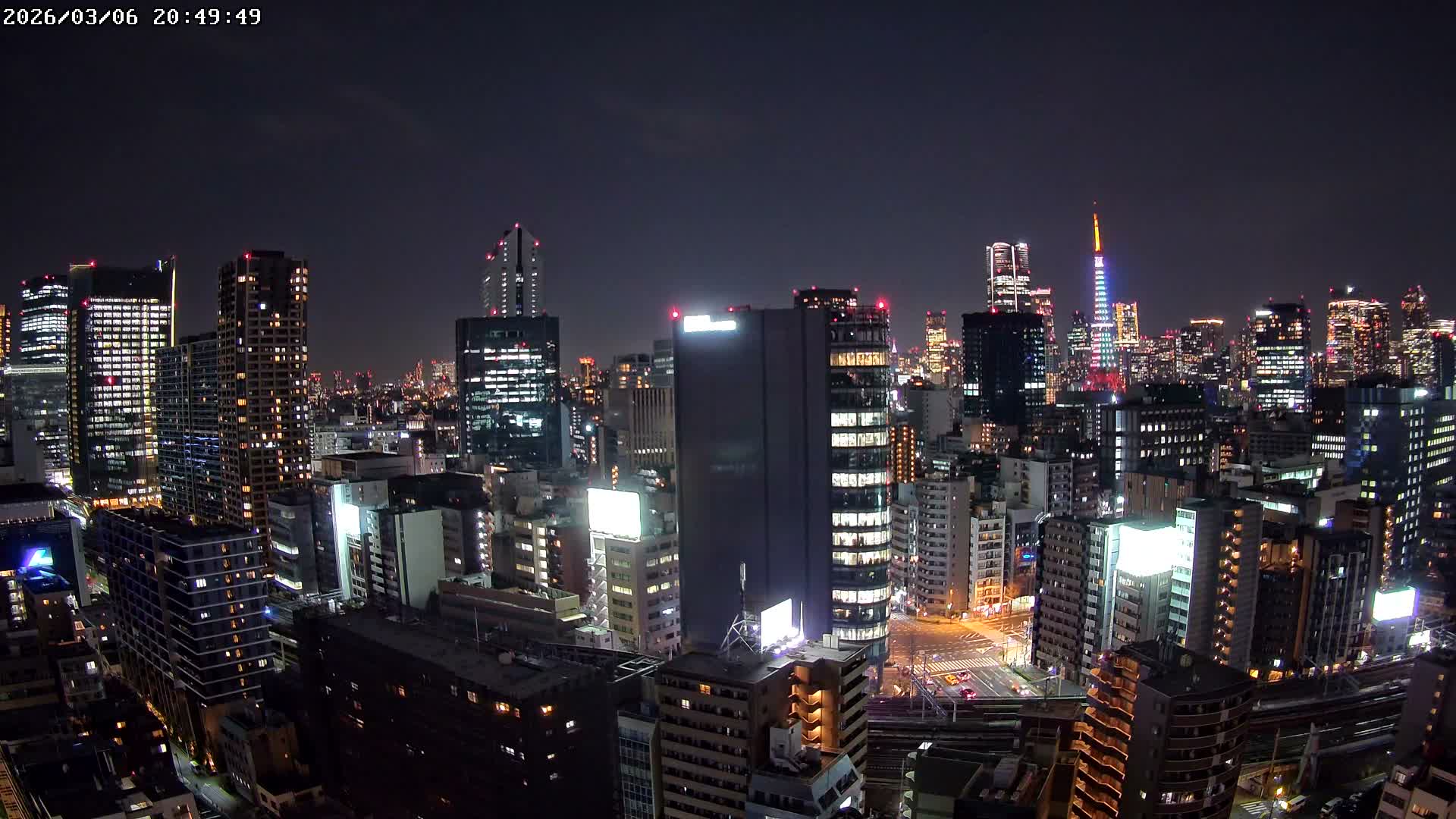 Tokyo, Minato Downtown & Skycrapers View from Shibaura ( 東京、港区、高層ビル群、芝浦からの眺め ) Live Cam - 1 Chome, Shibaura, Minato-ku, Tokyo, Kanto, Honshu, Japan