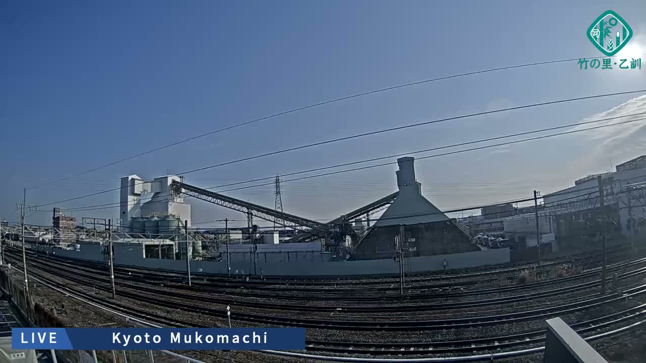 Kyoto, Muko ,JR Kyoto-Mukomashi Railway Crossing & Kuzenakakuzecho, Minami Industrial Zone ( 京都府・向日市・JR京都向日市鉄道道路・久前仲世町・南工業地帯 ) Live Cam  - Uryu, Teradocho, Muko, Kyoto, Kyōto, Kansai, Japan