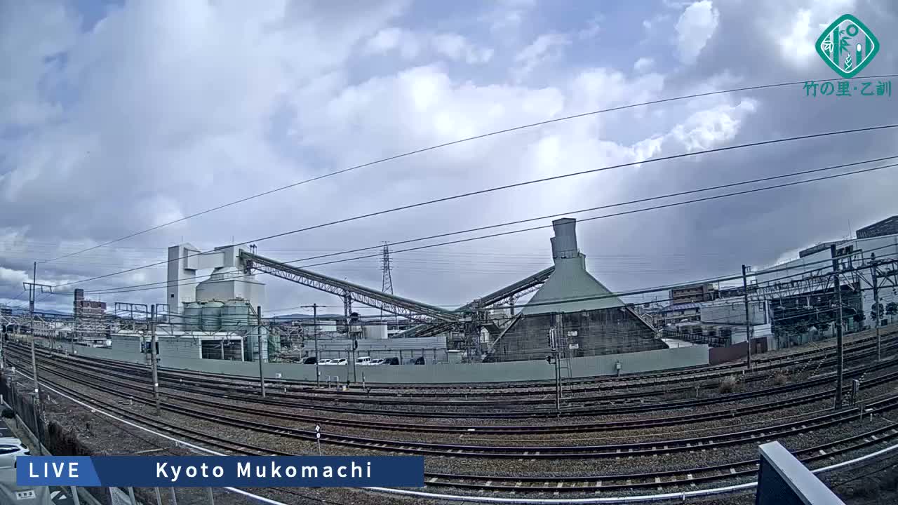 Kyoto, Muko ,JR Kyoto-Mukomashi Railway Crossing & Kuzenakakuzecho, Minami Industrial Zone ( 京都府・向日市・JR京都向日市鉄道道路・久前仲世町・南工業地帯 ) Live Cam  - Uryu, Teradocho, Muko, Kyoto, Kyōto, Kansai, Japan