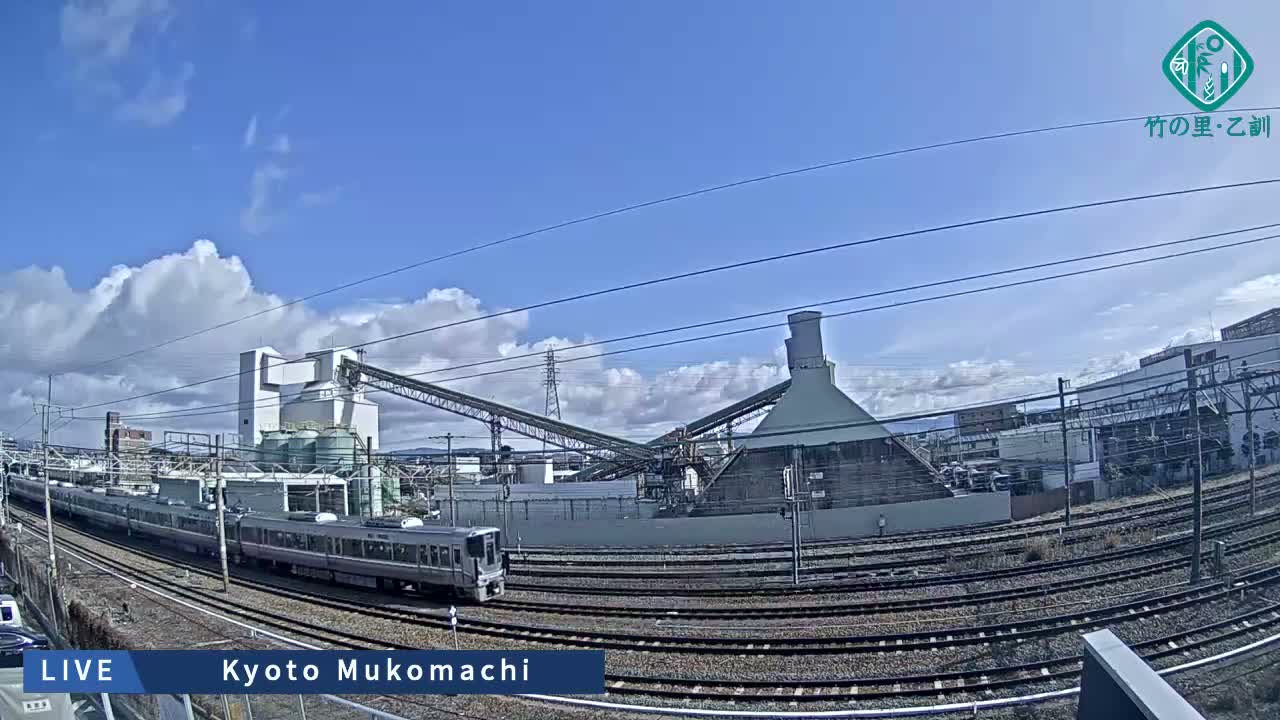 Kyoto, Muko ,JR Kyoto-Mukomashi Railway Crossing & Kuzenakakuzecho, Minami Industrial Zone ( 京都府・向日市・JR京都向日市鉄道道路・久前仲世町・南工業地帯 ) Live Cam  - Uryu, Teradocho, Muko, Kyoto, Kyōto, Kansai, Japan
