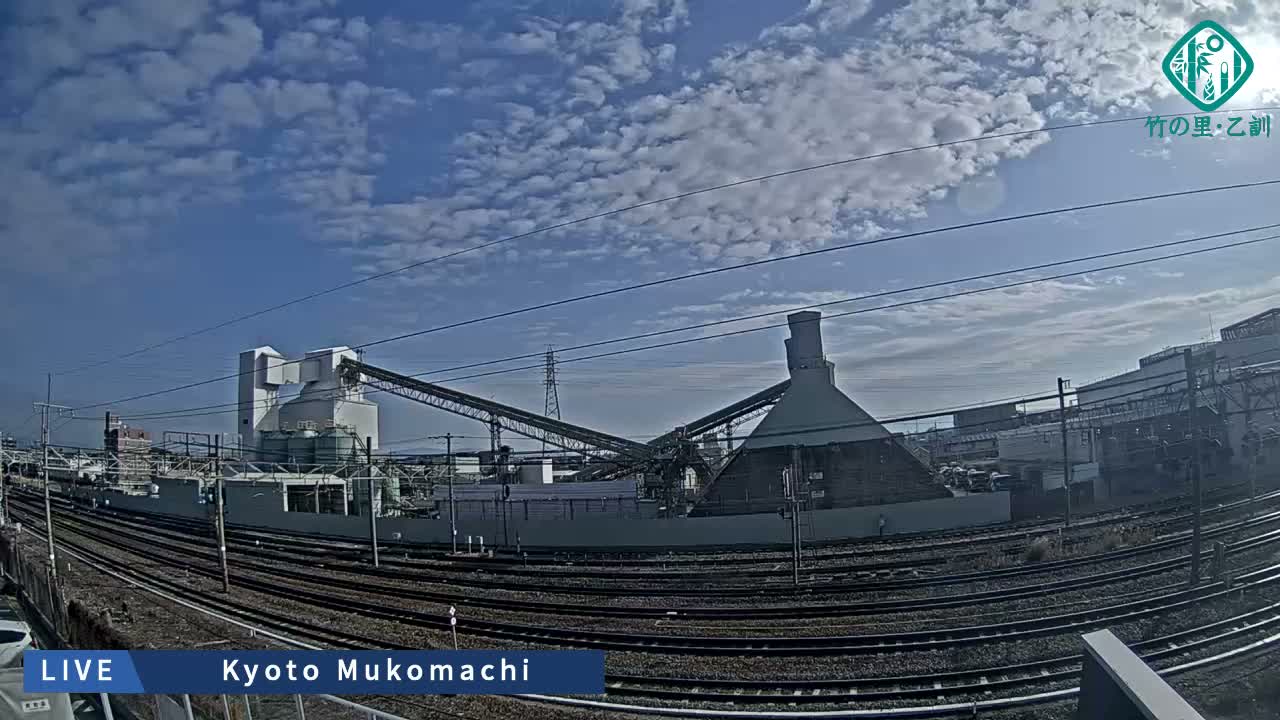 Kyoto, Muko ,JR Kyoto-Mukomashi Railway Crossing & Kuzenakakuzecho, Minami Industrial Zone ( 京都府・向日市・JR京都向日市鉄道道路・久前仲世町・南工業地帯 ) Live Cam  - Uryu, Teradocho, Muko, Kyoto, Kyōto, Kansai, Japan