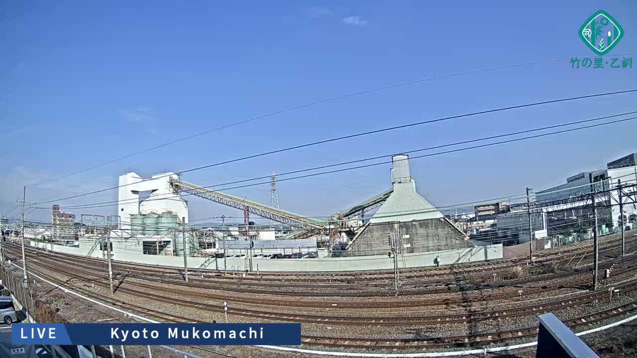 Kyoto, Muko ,JR Kyoto-Mukomashi Railway Crossing & Kuzenakakuzecho, Minami Industrial Zone ( 京都府・向日市・JR京都向日市鉄道道路・久前仲世町・南工業地帯 ) Live Cam  - Uryu, Teradocho, Muko, Kyoto, Kyōto, Kansai, Japan