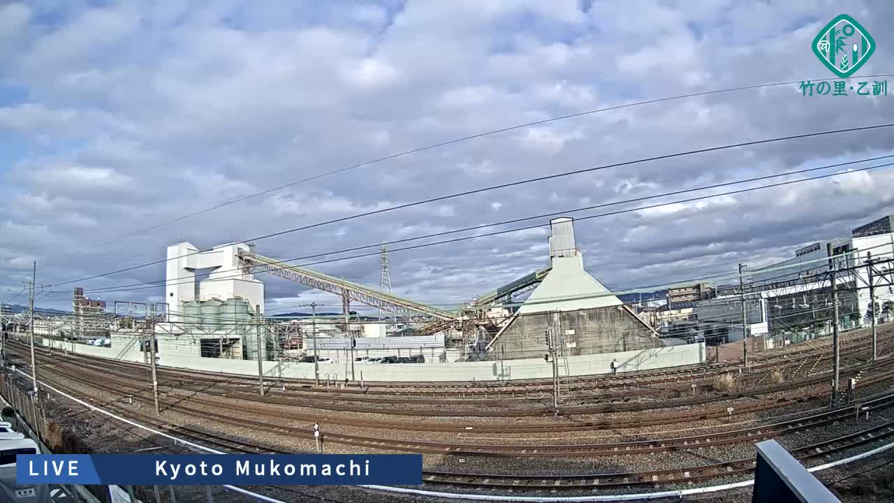 Kyoto, Muko ,JR Kyoto-Mukomashi Railway Crossing & Kuzenakakuzecho, Minami Industrial Zone ( 京都府・向日市・JR京都向日市鉄道道路・久前仲世町・南工業地帯 ) Live Cam  - Uryu, Teradocho, Muko, Kyoto, Kyōto, Kansai, Japan