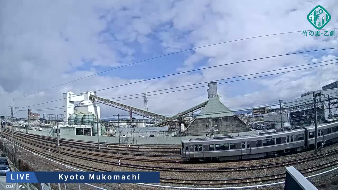 Kyoto, Muko ,JR Kyoto-Mukomashi Railway Crossing & Kuzenakakuzecho, Minami Industrial Zone ( 京都府・向日市・JR京都向日市鉄道道路・久前仲世町・南工業地帯 ) Live Cam  - Uryu, Teradocho, Muko, Kyoto, Kyōto, Kansai, Japan