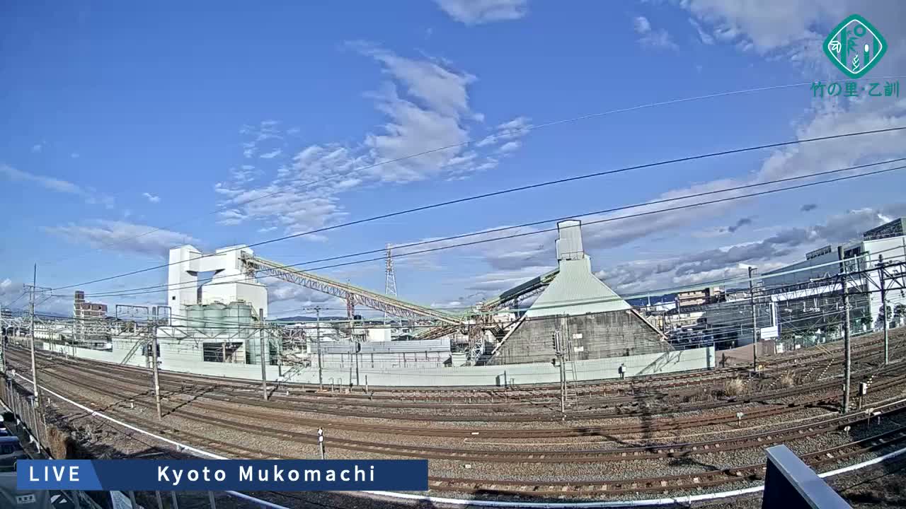 Kyoto, Muko ,JR Kyoto-Mukomashi Railway Crossing & Kuzenakakuzecho, Minami Industrial Zone ( 京都府・向日市・JR京都向日市鉄道道路・久前仲世町・南工業地帯 ) Live Cam  - Uryu, Teradocho, Muko, Kyoto, Kyōto, Kansai, Japan