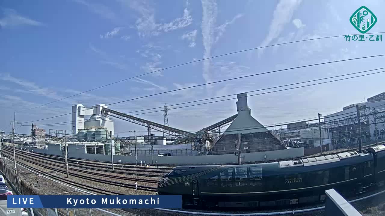 Kyoto, Muko ,JR Kyoto-Mukomashi Railway Crossing & Kuzenakakuzecho, Minami Industrial Zone ( 京都府・向日市・JR京都向日市鉄道道路・久前仲世町・南工業地帯 ) Live Cam  - Uryu, Teradocho, Muko, Kyoto, Kyōto, Kansai, Japan