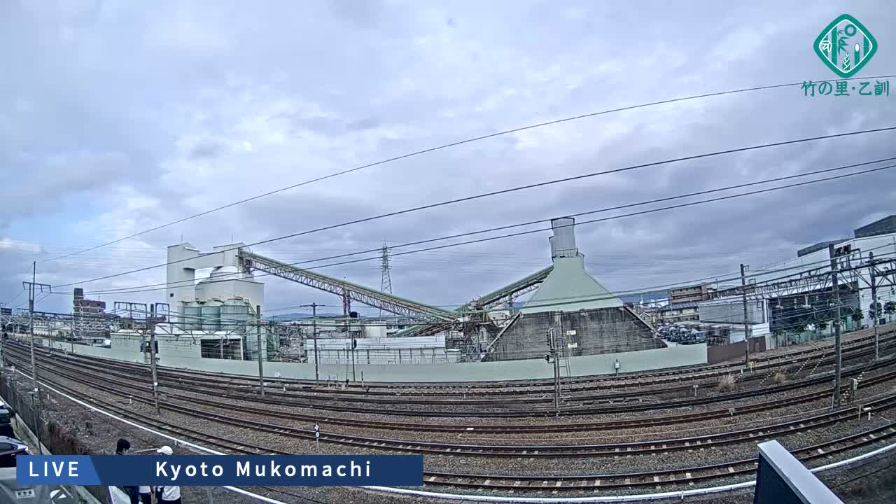 Kyoto, Muko ,JR Kyoto-Mukomashi Railway Crossing & Kuzenakakuzecho, Minami Industrial Zone ( 京都府・向日市・JR京都向日市鉄道道路・久前仲世町・南工業地帯 ) Live Cam  - Uryu, Teradocho, Muko, Kyoto, Kyōto, Kansai, Japan