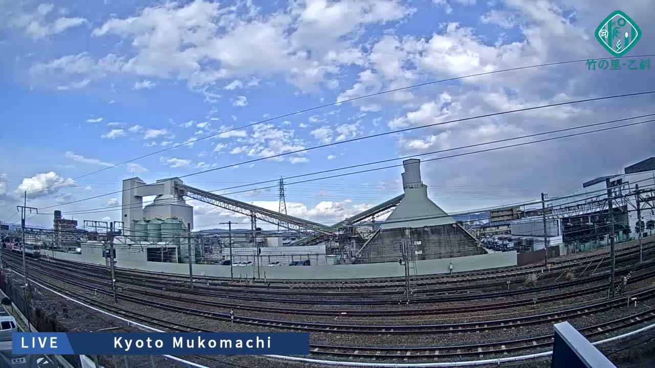 Kyoto, Muko ,JR Kyoto-Mukomashi Railway Crossing & Kuzenakakuzecho, Minami Industrial Zone ( 京都府・向日市・JR京都向日市鉄道道路・久前仲世町・南工業地帯 ) Live Cam  - Uryu, Teradocho, Muko, Kyoto, Kyōto, Kansai, Japan