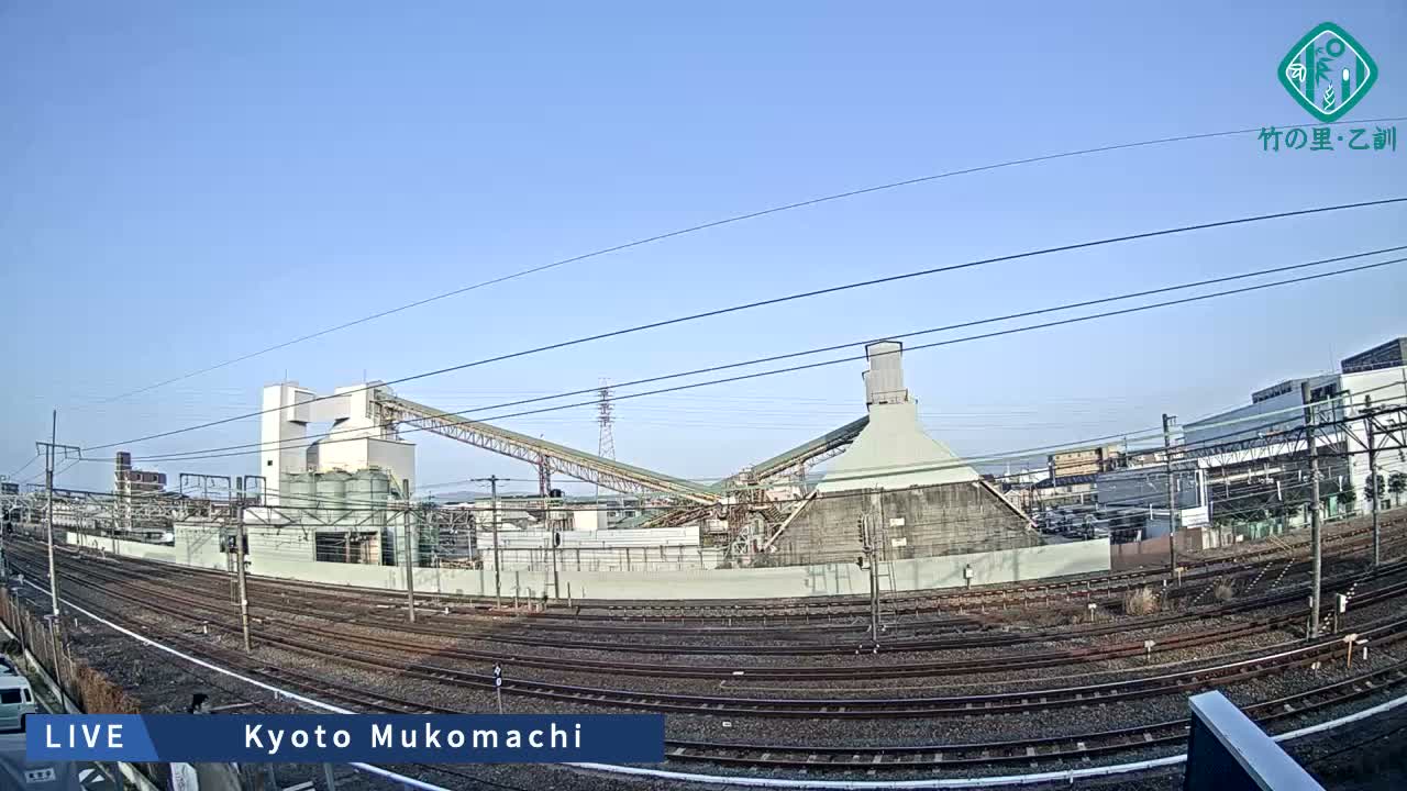 Kyoto, Muko ,JR Kyoto-Mukomashi Railway Crossing & Kuzenakakuzecho, Minami Industrial Zone ( 京都府・向日市・JR京都向日市鉄道道路・久前仲世町・南工業地帯 ) Live Cam  - Uryu, Teradocho, Muko, Kyoto, Kyōto, Kansai, Japan