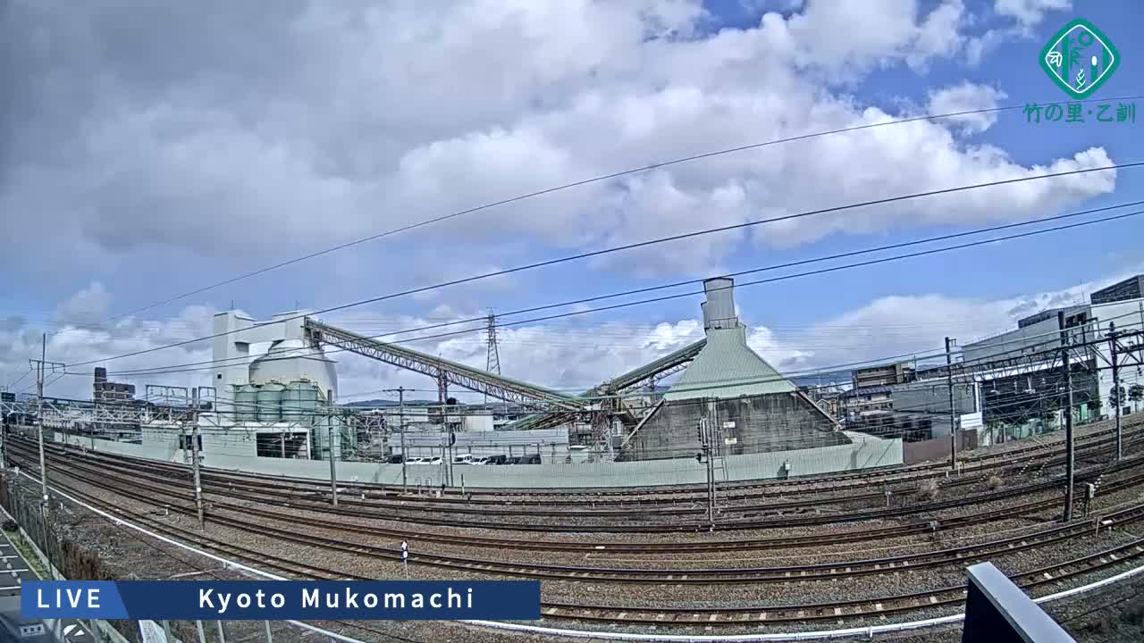 Kyoto, Muko ,JR Kyoto-Mukomashi Railway Crossing & Kuzenakakuzecho, Minami Industrial Zone ( 京都府・向日市・JR京都向日市鉄道道路・久前仲世町・南工業地帯 ) Live Cam  - Uryu, Teradocho, Muko, Kyoto, Kyōto, Kansai, Japan