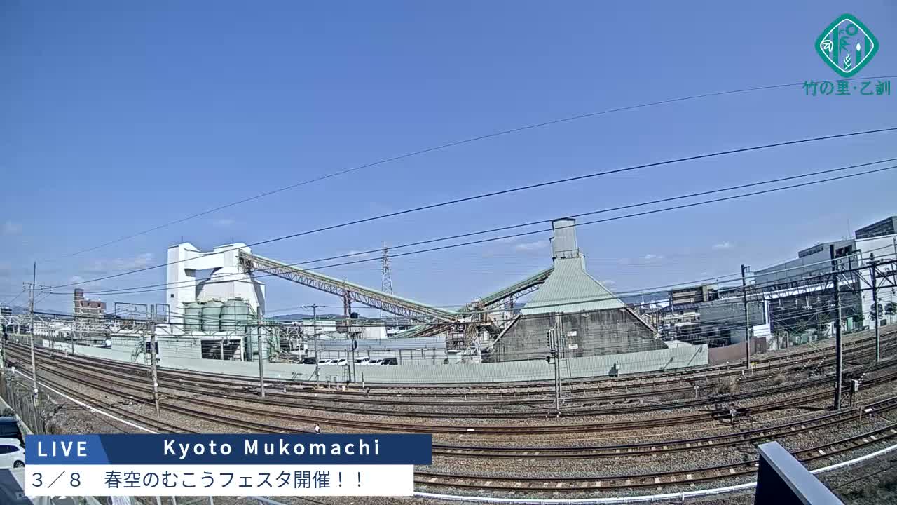 Kyoto, Muko ,JR Kyoto-Mukomashi Railway Crossing & Kuzenakakuzecho, Minami Industrial Zone ( 京都府・向日市・JR京都向日市鉄道道路・久前仲世町・南工業地帯 ) Live Cam  - Uryu, Teradocho, Muko, Kyoto, Kyōto, Kansai, Japan