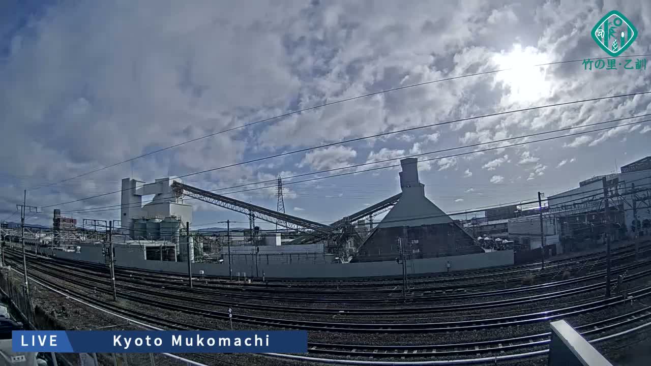 Kyoto, Muko ,JR Kyoto-Mukomashi Railway Crossing & Kuzenakakuzecho, Minami Industrial Zone ( 京都府・向日市・JR京都向日市鉄道道路・久前仲世町・南工業地帯 ) Live Cam  - Uryu, Teradocho, Muko, Kyoto, Kyōto, Kansai, Japan