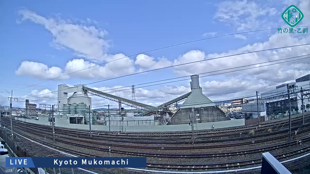 Kyoto, Muko ,JR Kyoto-Mukomashi Railway Crossing & Kuzenakakuzecho, Minami Industrial Zone ( 京都府・向日市・JR京都向日市鉄道道路・久前仲世町・南工業地帯 ) Live Cam  - Uryu, Teradocho, Muko, Kyoto, Kyōto, Kansai, Japan