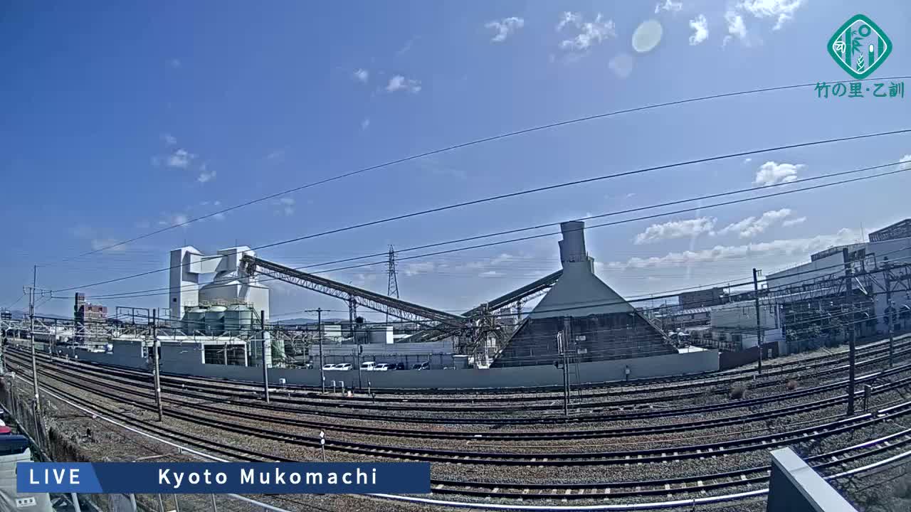 Kyoto, Muko ,JR Kyoto-Mukomashi Railway Crossing & Kuzenakakuzecho, Minami Industrial Zone ( 京都府・向日市・JR京都向日市鉄道道路・久前仲世町・南工業地帯 ) Live Cam  - Uryu, Teradocho, Muko, Kyoto, Kyōto, Kansai, Japan