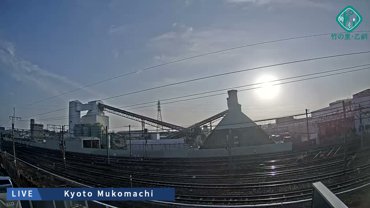 Kyoto, Muko ,JR Kyoto-Mukomashi Railway Crossing & Kuzenakakuzecho, Minami Industrial Zone ( 京都府・向日市・JR京都向日市鉄道道路・久前仲世町・南工業地帯 ) Live Cam  - Uryu, Teradocho, Muko, Kyoto, Kyōto, Kansai, Japan