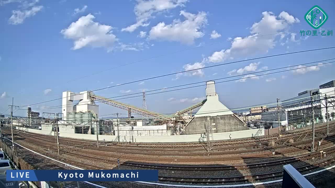 Kyoto, Muko ,JR Kyoto-Mukomashi Railway Crossing & Kuzenakakuzecho, Minami Industrial Zone ( 京都府・向日市・JR京都向日市鉄道道路・久前仲世町・南工業地帯 ) Live Cam  - Uryu, Teradocho, Muko, Kyoto, Kyōto, Kansai, Japan