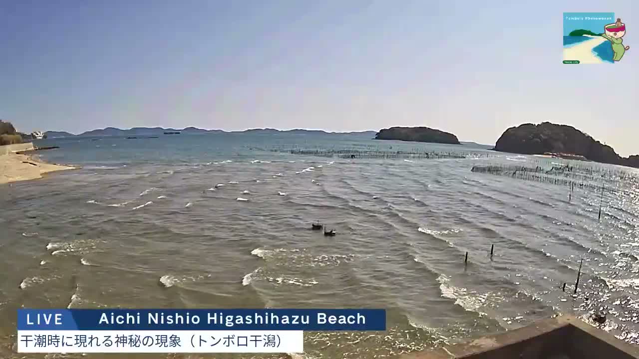 Aichi, Nishio Higashi-hazu Beach Maejima Island & Mikawa Bay ( 愛知県 西尾市 東幡豆海岸 前島と三河湾 )  Live Cam - Shinden, Hazu, Nishio, Aichi, Chubu, Honshu, Japan