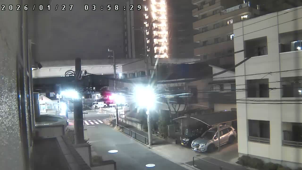 Tokyo, Yazaike, Ogubashi-Dori Avenue / Yazaike 3  Intersection & Nippori Toneri Liner 3. km Viaduct towrads South  ( 東京・谷在家・尾久橋通り / 谷在家3交差点＆日暮里舎人ライナー高架橋 ) Live Cam -  1 Chome, Yazaike, Adachi-ku, Tokyo, Kanto, Honshu, Japan