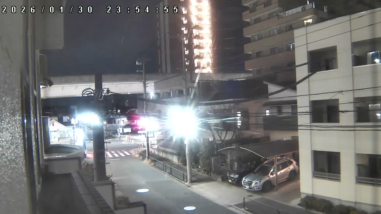 Tokyo, Yazaike, Ogubashi-Dori Avenue / Yazaike 3  Intersection & Nippori Toneri Liner 3. km Viaduct towrads South  ( 東京・谷在家・尾久橋通り / 谷在家3交差点＆日暮里舎人ライナー高架橋 ) Live Cam -  1 Chome, Yazaike, Adachi-ku, Tokyo, Kanto, Honshu, Japan