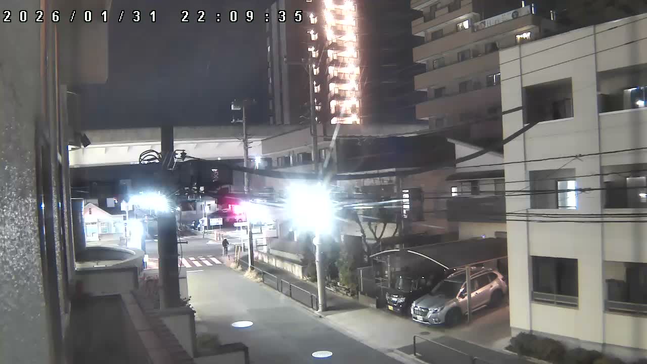 Tokyo, Yazaike, Ogubashi-Dori Avenue / Yazaike 3  Intersection & Nippori Toneri Liner 3. km Viaduct towrads South  ( 東京・谷在家・尾久橋通り / 谷在家3交差点＆日暮里舎人ライナー高架橋 ) Live Cam -  1 Chome, Yazaike, Adachi-ku, Tokyo, Kanto, Honshu, Japan