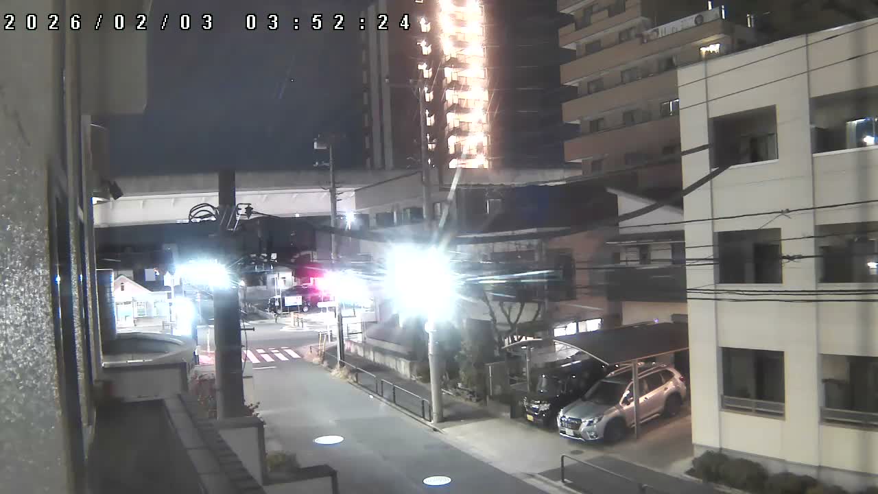 Tokyo, Yazaike, Ogubashi-Dori Avenue / Yazaike 3  Intersection & Nippori Toneri Liner 3. km Viaduct towrads South  ( 東京・谷在家・尾久橋通り / 谷在家3交差点＆日暮里舎人ライナー高架橋 ) Live Cam -  1 Chome, Yazaike, Adachi-ku, Tokyo, Kanto, Honshu, Japan