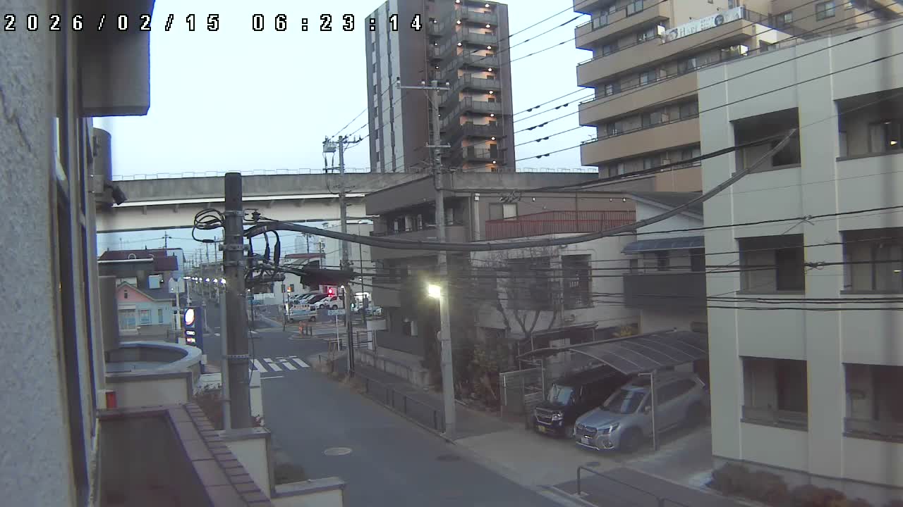 Tokyo, Yazaike, Ogubashi-Dori Avenue / Yazaike 3  Intersection & Nippori Toneri Liner 3. km Viaduct towrads South  ( 東京・谷在家・尾久橋通り / 谷在家3交差点＆日暮里舎人ライナー高架橋 ) Live Cam -  1 Chome, Yazaike, Adachi-ku, Tokyo, Kanto, Honshu, Japan