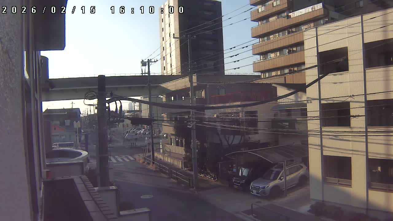 Tokyo, Yazaike, Ogubashi-Dori Avenue / Yazaike 3  Intersection & Nippori Toneri Liner 3. km Viaduct towrads South  ( 東京・谷在家・尾久橋通り / 谷在家3交差点＆日暮里舎人ライナー高架橋 ) Live Cam -  1 Chome, Yazaike, Adachi-ku, Tokyo, Kanto, Honshu, Japan