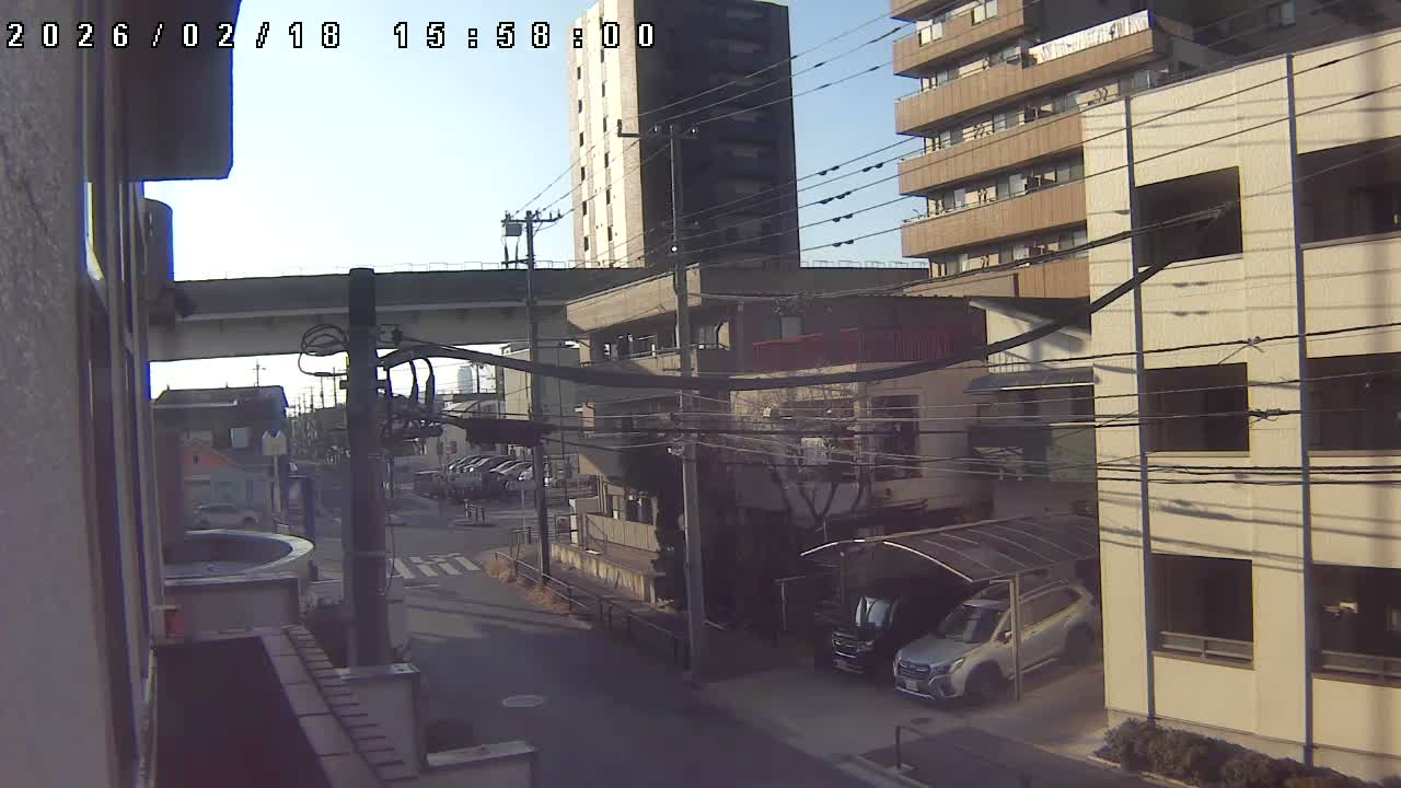Tokyo, Yazaike, Ogubashi-Dori Avenue / Yazaike 3  Intersection & Nippori Toneri Liner 3. km Viaduct towrads South  ( 東京・谷在家・尾久橋通り / 谷在家3交差点＆日暮里舎人ライナー高架橋 ) Live Cam -  1 Chome, Yazaike, Adachi-ku, Tokyo, Kanto, Honshu, Japan