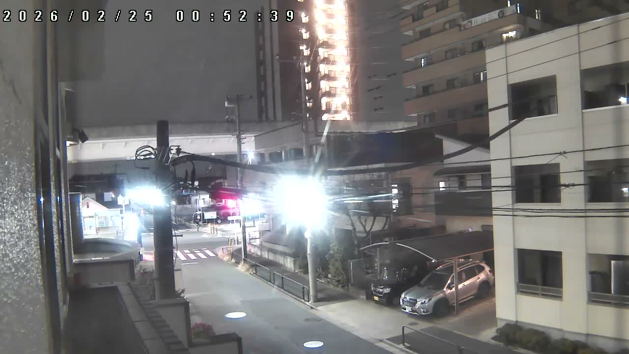 Tokyo, Yazaike, Ogubashi-Dori Avenue / Yazaike 3  Intersection & Nippori Toneri Liner 3. km Viaduct towrads South  ( 東京・谷在家・尾久橋通り / 谷在家3交差点＆日暮里舎人ライナー高架橋 ) Live Cam -  1 Chome, Yazaike, Adachi-ku, Tokyo, Kanto, Honshu, Japan