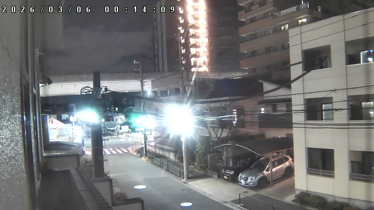 Tokyo, Yazaike, Ogubashi-Dori Avenue / Yazaike 3  Intersection & Nippori Toneri Liner 3. km Viaduct towrads South  ( 東京・谷在家・尾久橋通り / 谷在家3交差点＆日暮里舎人ライナー高架橋 ) Live Cam -  1 Chome, Yazaike, Adachi-ku, Tokyo, Kanto, Honshu, Japan