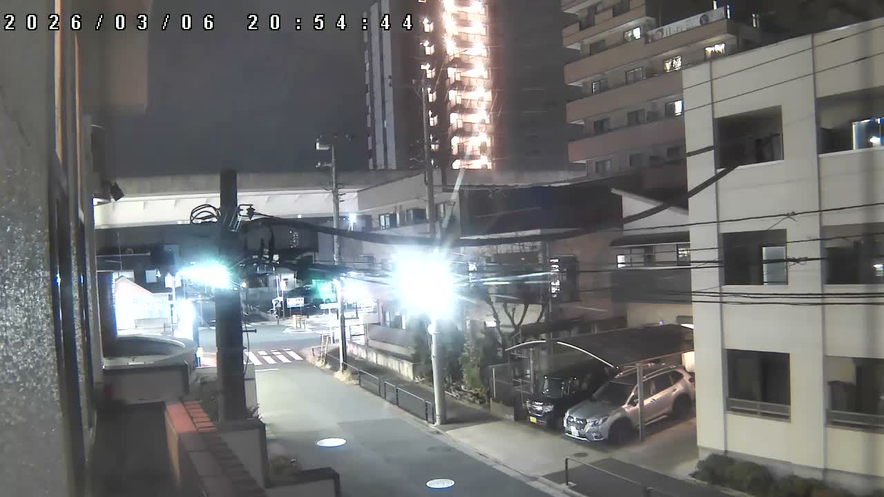 Tokyo, Yazaike, Ogubashi-Dori Avenue / Yazaike 3  Intersection & Nippori Toneri Liner 3. km Viaduct towrads South  ( 東京・谷在家・尾久橋通り / 谷在家3交差点＆日暮里舎人ライナー高架橋 ) Live Cam -  1 Chome, Yazaike, Adachi-ku, Tokyo, Kanto, Honshu, Japan