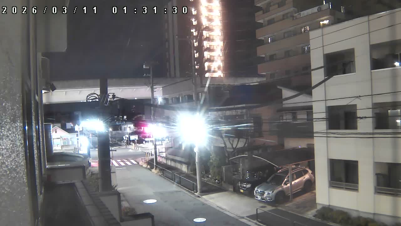 Tokyo, Yazaike, Ogubashi-Dori Avenue / Yazaike 3  Intersection & Nippori Toneri Liner 3. km Viaduct towrads South  ( 東京・谷在家・尾久橋通り / 谷在家3交差点＆日暮里舎人ライナー高架橋 ) Live Cam -  1 Chome, Yazaike, Adachi-ku, Tokyo, Kanto, Honshu, Japan