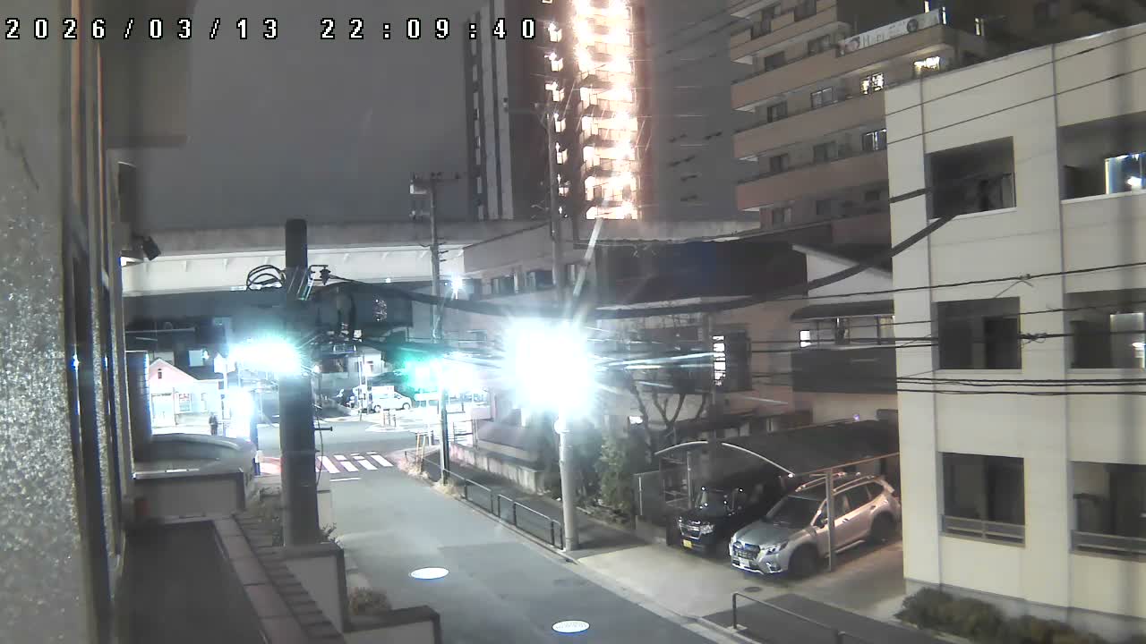 Tokyo, Yazaike, Ogubashi-Dori Avenue / Yazaike 3  Intersection & Nippori Toneri Liner 3. km Viaduct towrads South  ( 東京・谷在家・尾久橋通り / 谷在家3交差点＆日暮里舎人ライナー高架橋 ) Live Cam -  1 Chome, Yazaike, Adachi-ku, Tokyo, Kanto, Honshu, Japan