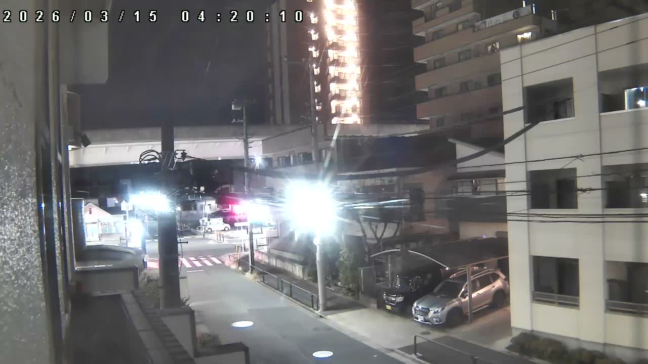 Tokyo, Yazaike, Ogubashi-Dori Avenue / Yazaike 3  Intersection & Nippori Toneri Liner 3. km Viaduct towrads South  ( 東京・谷在家・尾久橋通り / 谷在家3交差点＆日暮里舎人ライナー高架橋 ) Live Cam -  1 Chome, Yazaike, Adachi-ku, Tokyo, Kanto, Honshu, Japan