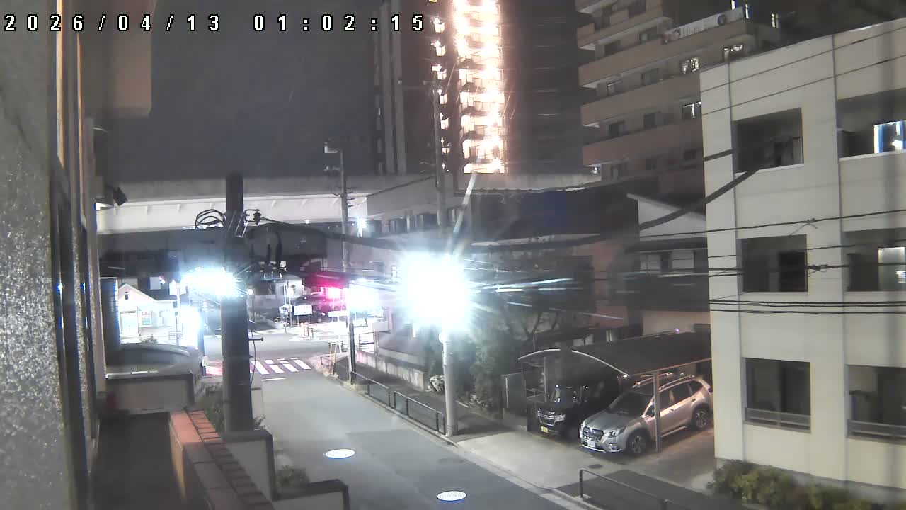 Tokyo, Yazaike, Ogubashi-Dori Avenue / Yazaike 3  Intersection & Nippori Toneri Liner 3. km Viaduct towrads South  ( 東京・谷在家・尾久橋通り / 谷在家3交差点＆日暮里舎人ライナー高架橋 ) Live Cam -  1 Chome, Yazaike, Adachi-ku, Tokyo, Kanto, Honshu, Japan
