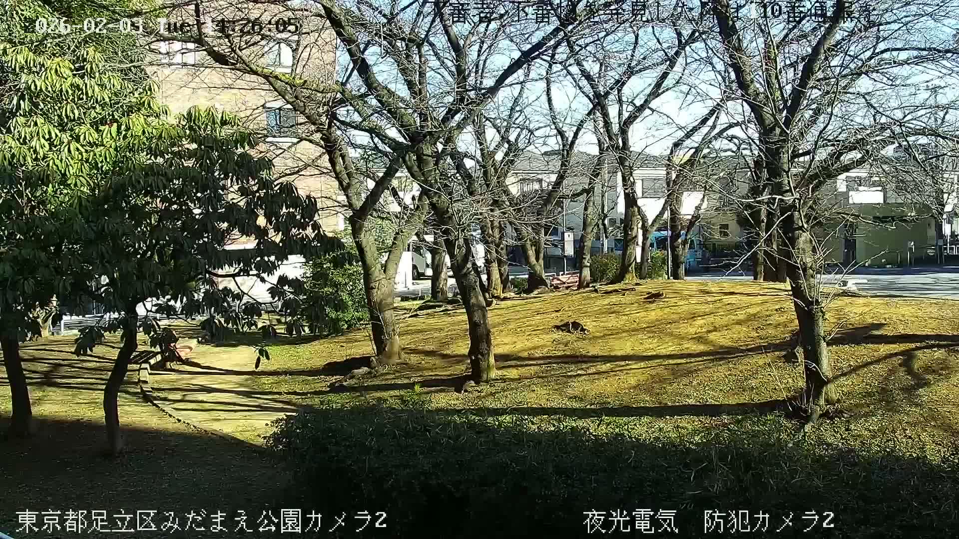 Tokyo, Yazaike, Adachi Kuritsu Midamae Park towards East ( 東京・谷在家・足立区立御大前公園東方向 ) Live Cam - 1 Chome, Yazaike, Adachi-ku, Tokyo, Kanto, Honshu, Japan