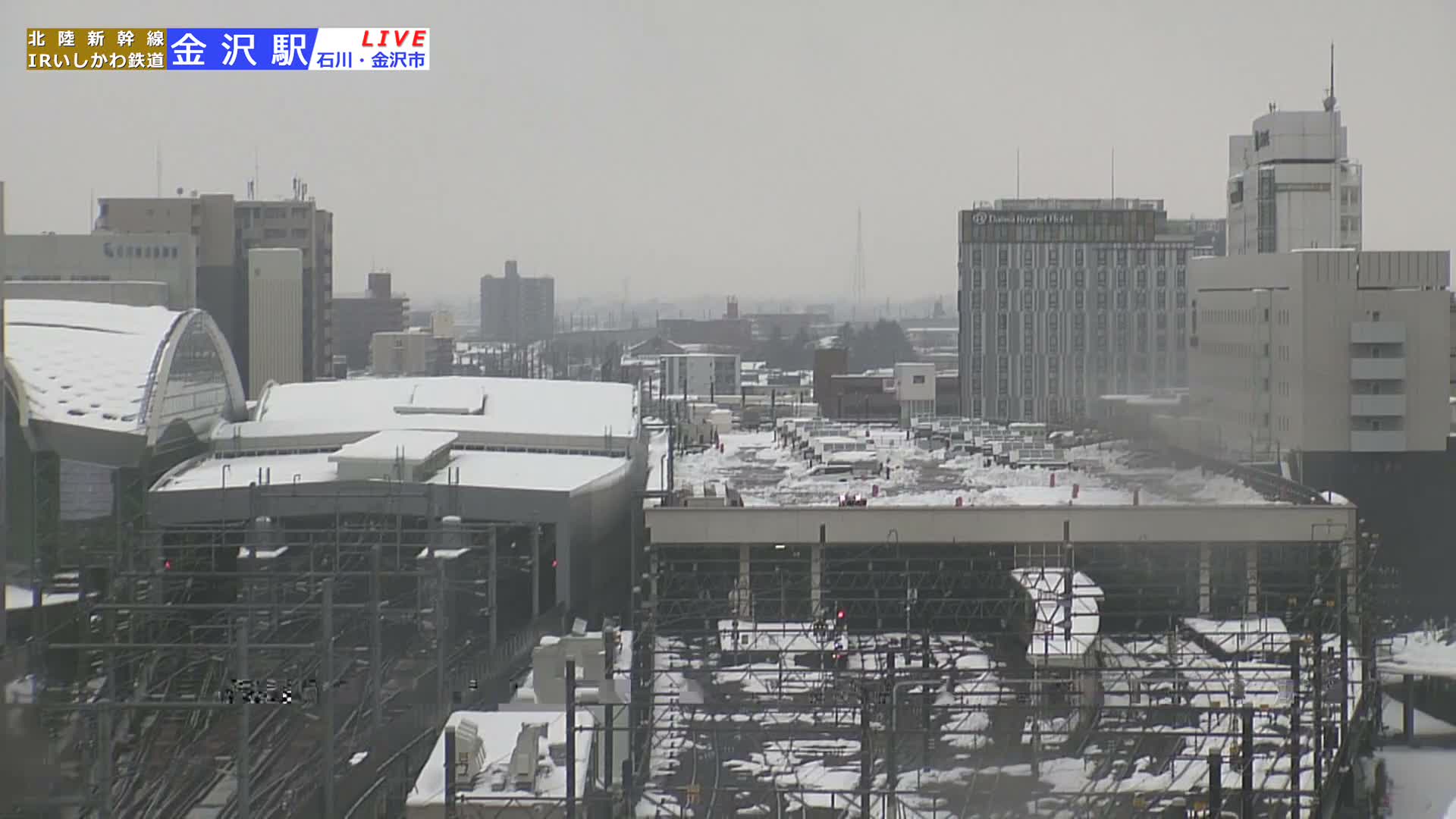 Ishikawa, Kanazawa Station & South Kanazawa Skyline View  ( 石川県、金沢駅と南金沢のスカイラインビュー ) Live Cam   - Kinoshinbomachi,  Kanazawa, Ishikawa, Chūbu, Honshu, Japan