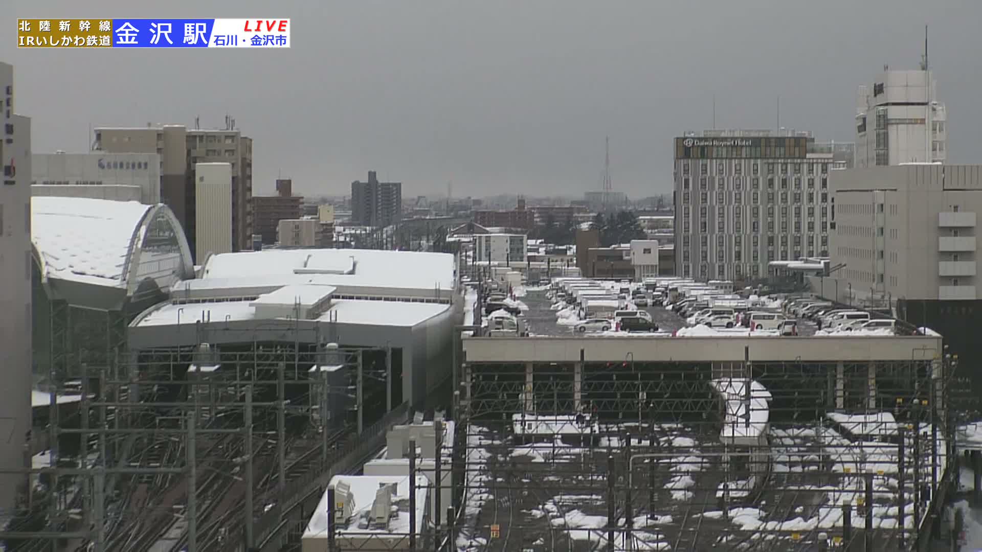 Ishikawa, Kanazawa Station & South Kanazawa Skyline View  ( 石川県、金沢駅と南金沢のスカイラインビュー ) Live Cam   - Kinoshinbomachi,  Kanazawa, Ishikawa, Chūbu, Honshu, Japan