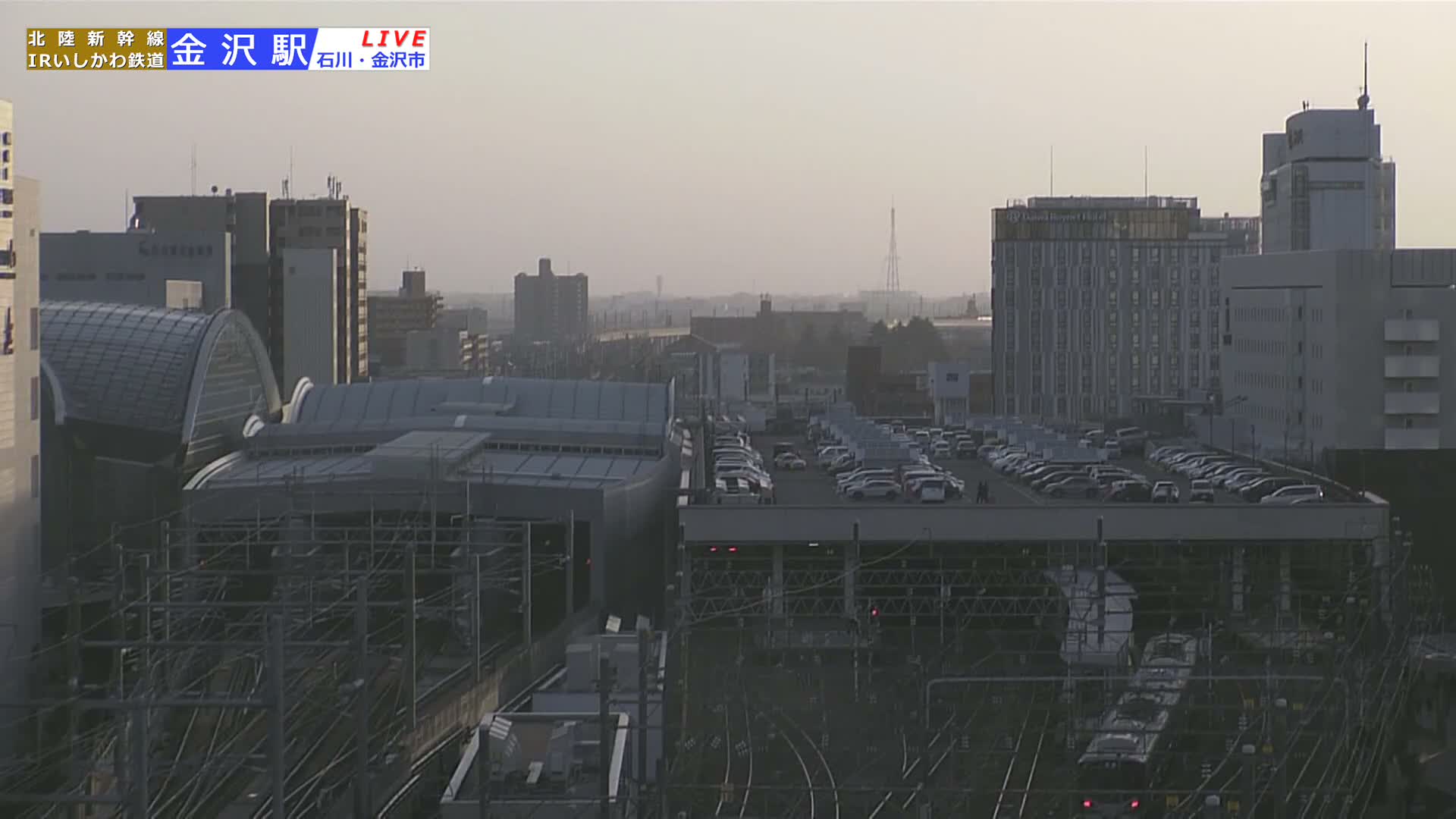 Ishikawa, Kanazawa Station & South Kanazawa Skyline View  ( 石川県、金沢駅と南金沢のスカイラインビュー ) Live Cam   - Kinoshinbomachi,  Kanazawa, Ishikawa, Chūbu, Honshu, Japan