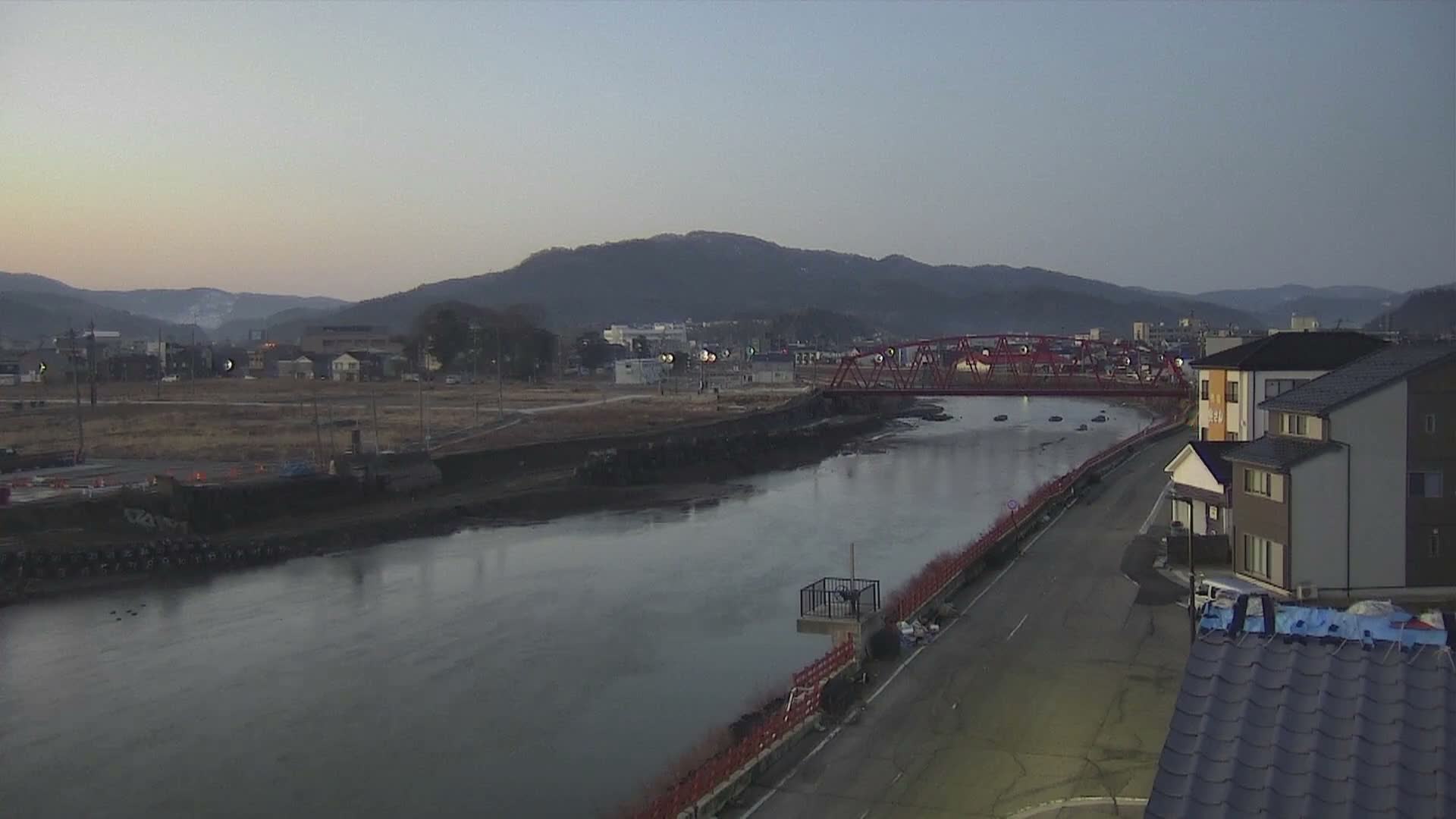 Ishikawa, Wajima City towards South&East View & Kawaharata River ( 石川県輪島市、南側の景色と川原田川方面 ) PTZ Live Cam  - Shimomachi, Fugeshimachi, Wajima, Ishikawa, Chūbu, Honshu, Japan
