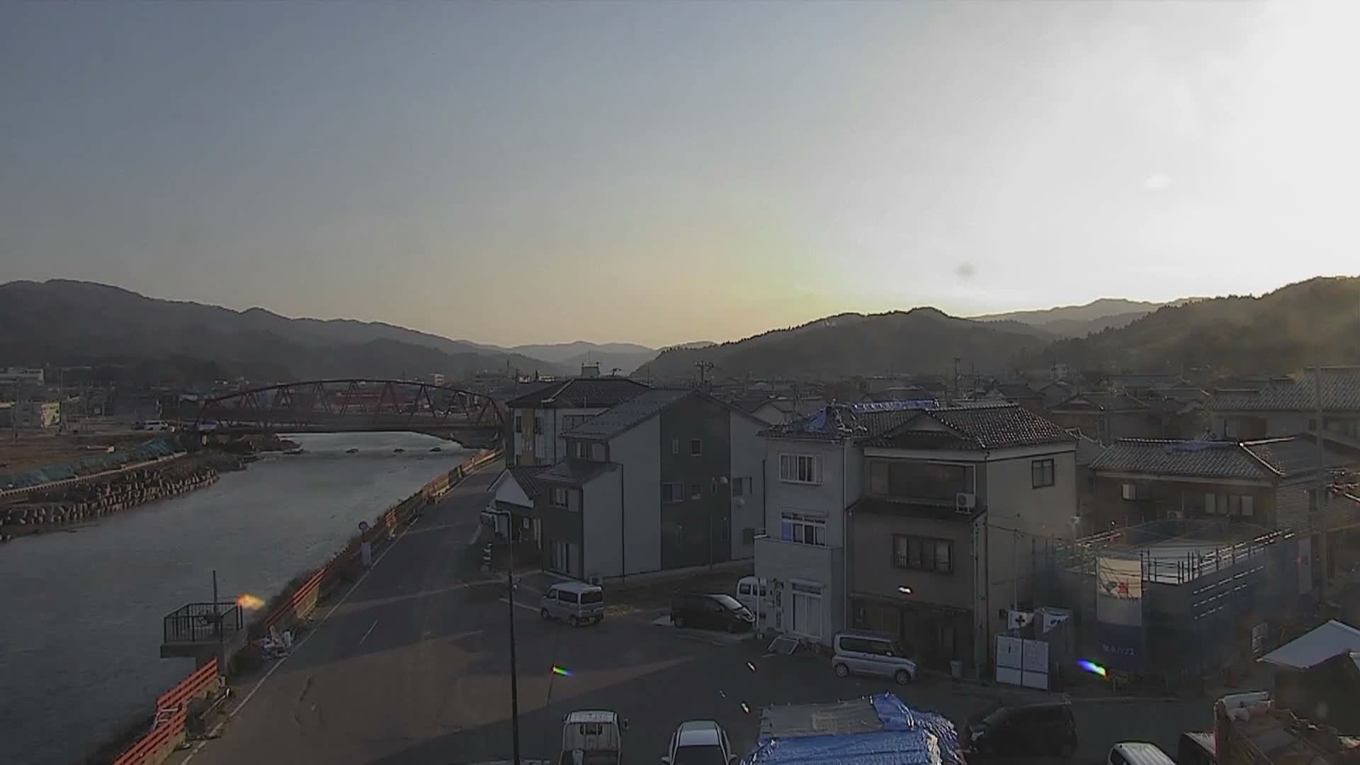 Ishikawa, Wajima City towards South&East View & Kawaharata River ( 石川県輪島市、南側の景色と川原田川方面 ) PTZ Live Cam  - Shimomachi, Fugeshimachi, Wajima, Ishikawa, Chūbu, Honshu, Japan