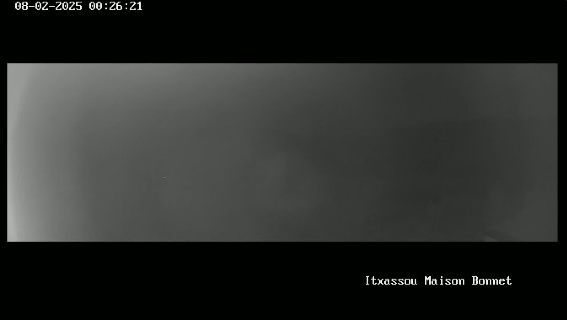 A mostly featureless, dark gray sky is visible.