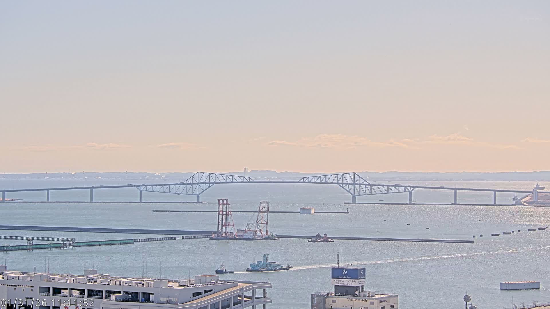 Tokyo,  Gate Bridge & Tokyo Port Inner Harbor ( 東京、ゲートブリッジ、東京港内港 ) Live Cam -1 Chome, Ariake, Koto, Tokyo, Kantō, Honshu, Japan